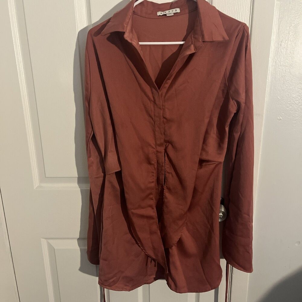 Hyfve Women’s Mauve Blouse With Statement Sleeves Size M